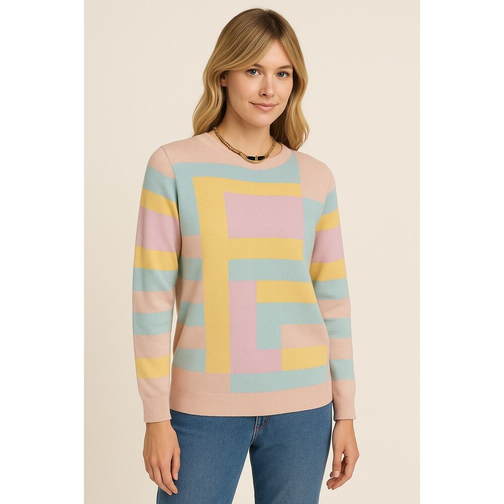 Avara Pastel Colorblock Soft Knit Sweater Small Lightweight Multicolor. Sale!!